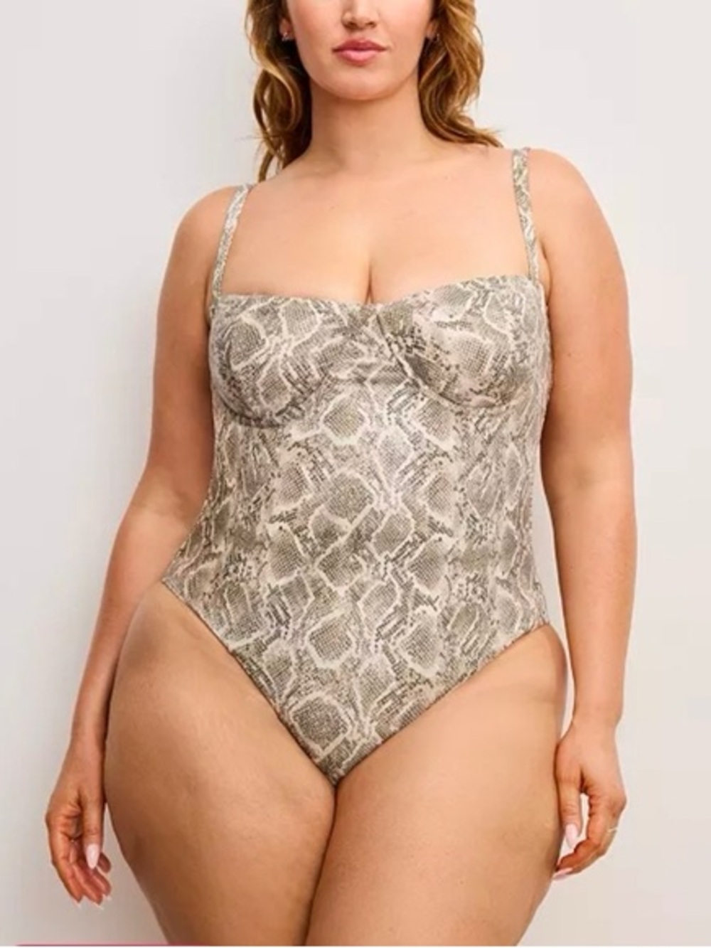 NWT Good American Women's Snake-Print Underwire One-Piece Swimsuit Size 4XL